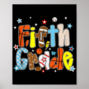 Affiche Baseball Football Basketball Preppy Cinquième Clas
