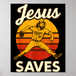 Affiche Baseball Garçon Jeunesse Jésus Sauve Baseball Chré