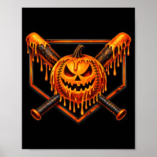 Affiche Baseball goutte à goutte citrouille fantôme effray