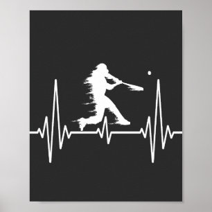 Affiche Baseball Heartbeat amusants joueurs de baseball