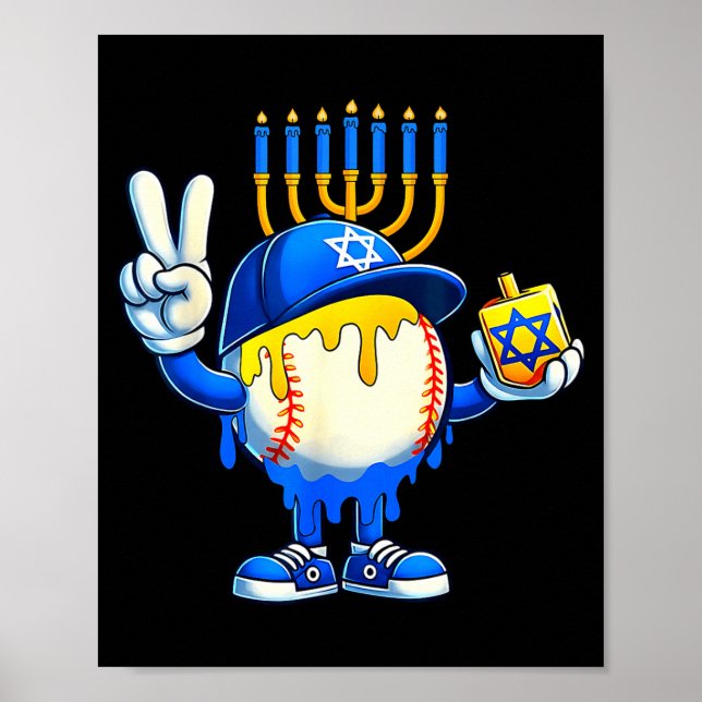 Affiche Baseball Ice Cream Drip Dreidel Happy Hanukkah Boy (Devant)