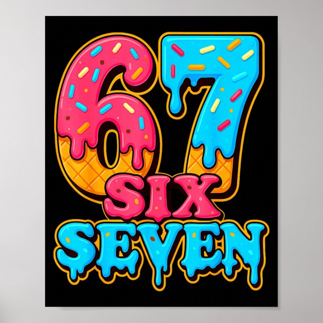 Affiche Baseball Ice Cream Drip Number 67 Six Seven Meme C (Devant)
