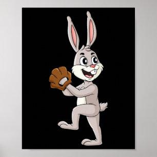 Affiche Baseball Jour de Pâques Rabbin Pitcher Garçons Fil