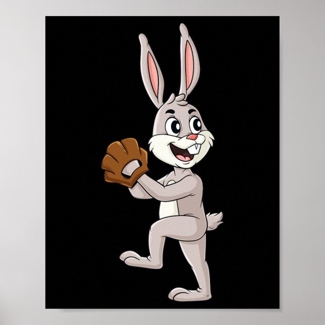 Affiche Baseball Jour de Pâques Rabbin Pitcher Garçons Fil (Devant)