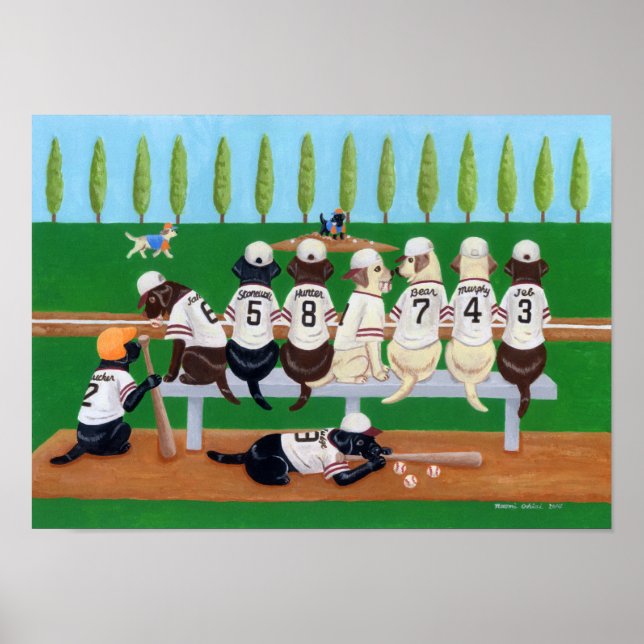 Affiche Baseball Labradors (Devant)