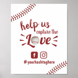 Affiche Baseball Love Sports Mariage Social Media Hashtag