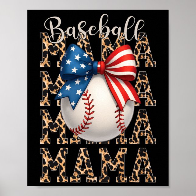 Affiche Baseball Mama Jour Baseball Usa 4 juillet Mo Mo (Devant)