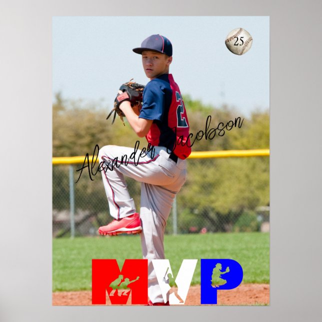 Affiche Baseball MVP Remplacer la photo personnalisée (Devant)