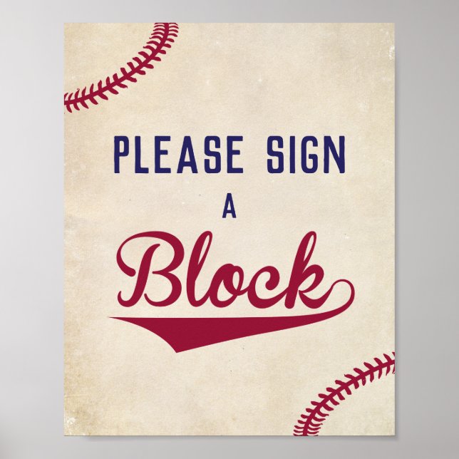 Affiche Baseball S'il vous plaît signer un panneau de bloc (Devant)