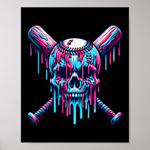 Affiche Baseball Skull Drift Baseball Baseball Base-ball C
