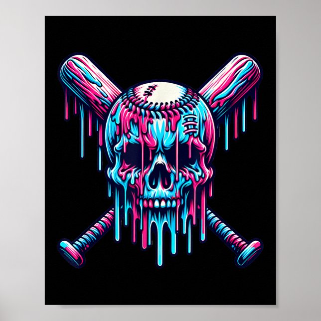 Affiche Baseball Skull Drift Baseball Baseball Base-ball C (Devant)