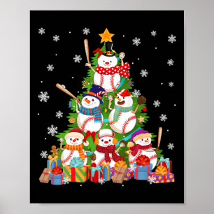 Affiche Baseball Snowman Arbre de Noël Pitchers Catchers