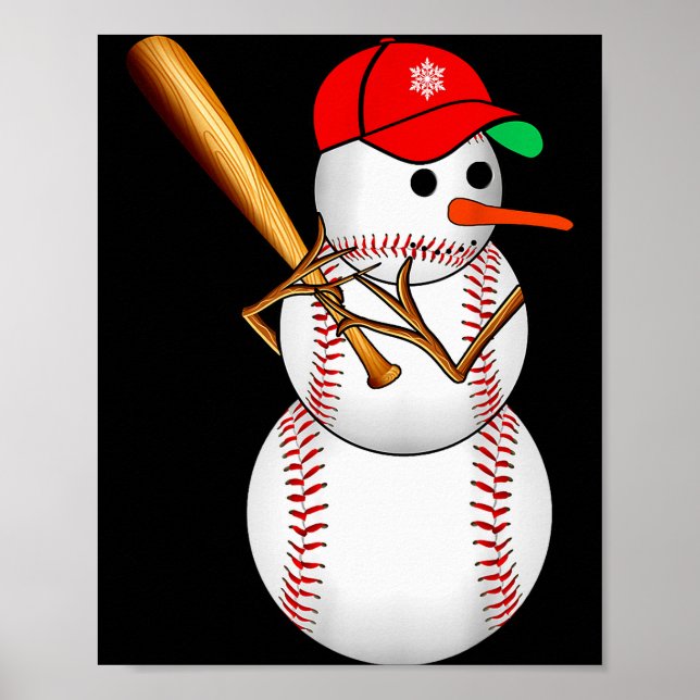 Affiche Baseball Snowman Snow Christmas Xmas Men Women  (Devant)