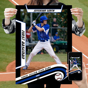 Affiche Baseball Souvenirs en Bleu Noir Personnalisé Vivan