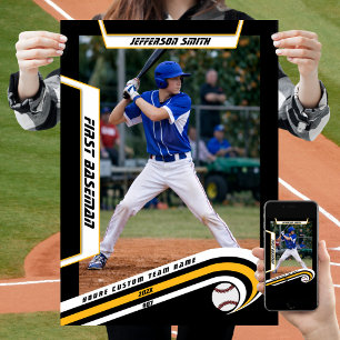 Affiche Baseball Souvenirs en jaune noir personnalisé vif 