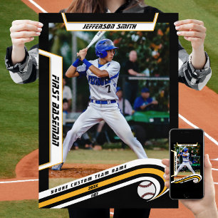 Affiche Baseball Souvenirs en jaune noir personnalisé vif