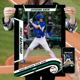 Affiche Baseball Souvenirs en Vert Noir Personnalisé Vivan