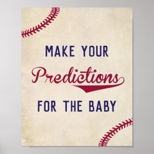 Affiche Baseball Themed Predictions for Baby Sign