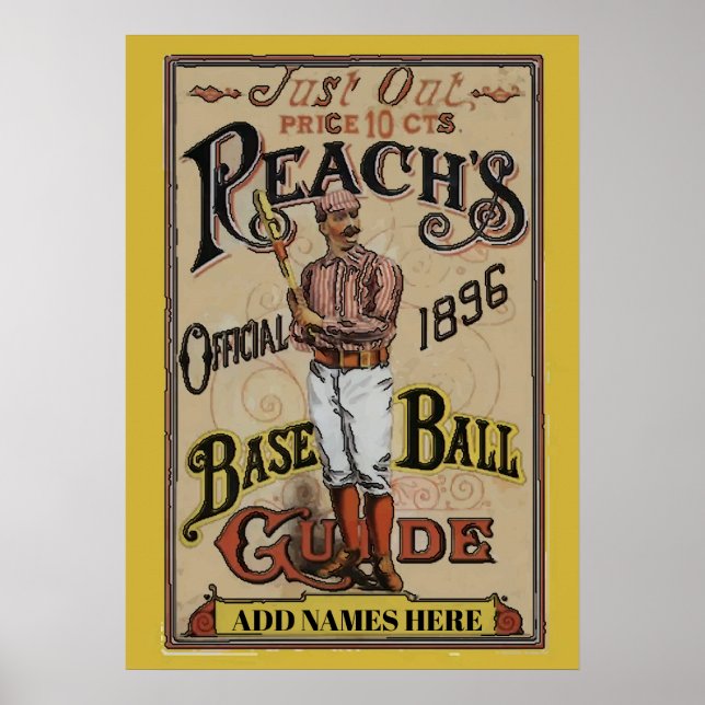 Affiche Baseball vintage 1886 Ajouter un texte (Devant)