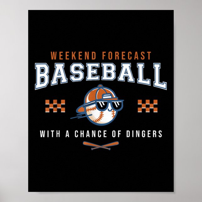 Affiche Baseball Week-end Prévision Funny Baseball Humour  (Devant)