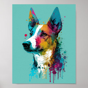 Affiche Basenji - Graffiti Neon Enk Splash
