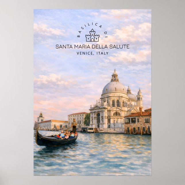 Affiche Basilique de Venise Salute Aquarelle Dômes Iconiqu (Devant)