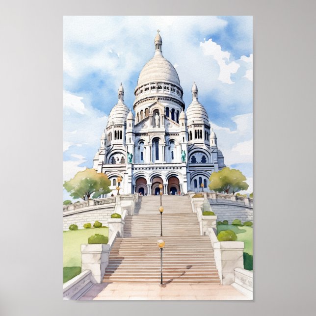 Affiche Basilique du Sacre Coeur Paris Lieu de voyage célè (Devant)