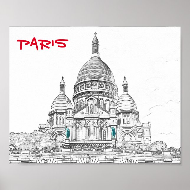 Affiche Basilique du Sacré-Coeur sur la colline Montmartre (Devant)