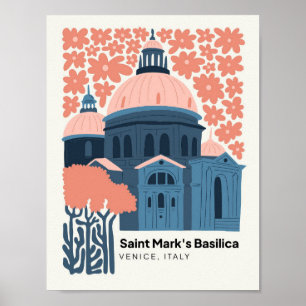 Affiche Basilique Saint Marks Venise Italie Voyage floral