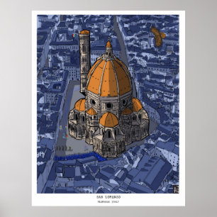 Affiche Basilique San Lorenzo Florence Italie