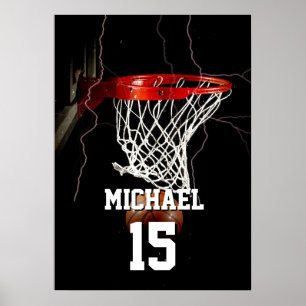 Affiche Basket-ball Ajoutez votre nom et numéro