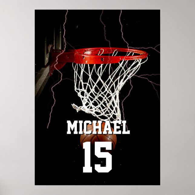Affiche Basket-ball Ajoutez votre nom et numéro (Devant)