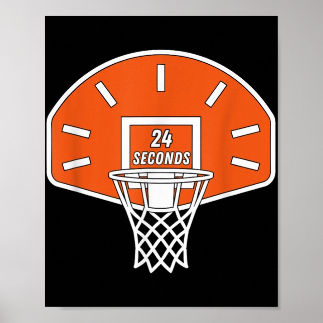 Affiche Basket-ball amusant Horloge 24 Secondes Basketball (Devant)