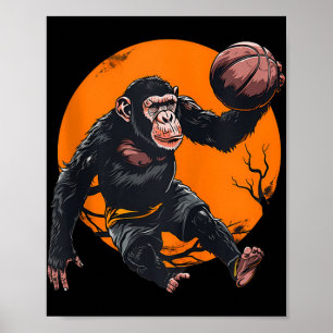 Affiche Basket-ball Animal Art Basket-ball Lover Monkey Dr