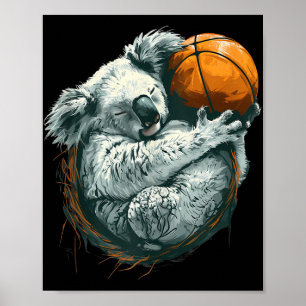 Affiche Basket-ball Animal Art Dessin Koala Basketball Pla