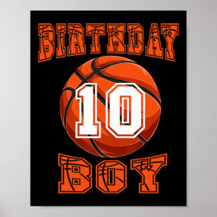 Affiche Basket-ball - Anniversaire Garçon 10 ans 10e anniv