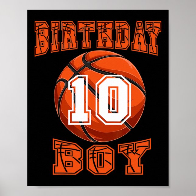 Affiche Basket-ball - Anniversaire Garçon 10 ans 10e anniv (Devant)