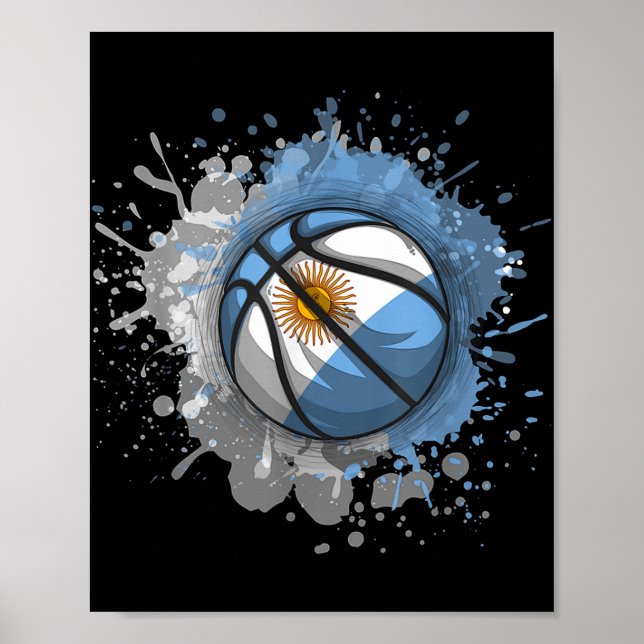 Affiche Basket-ball avec drapeau argentin (Devant)