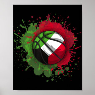 Affiche Basket-ball avec drapeau du Koweït