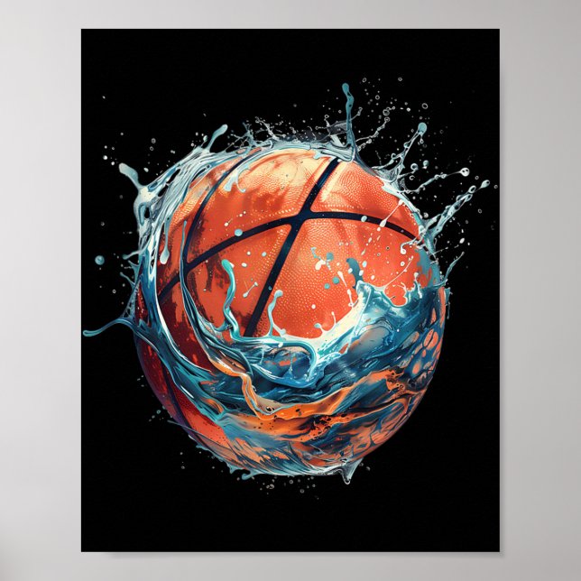 Affiche Basket-ball Basketball Lover Dessin Waterc (Devant)