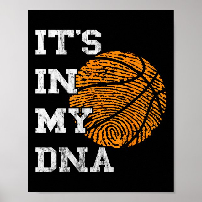 Affiche Basket-ball C'est dans mon ADN empreintes digitale (Devant)