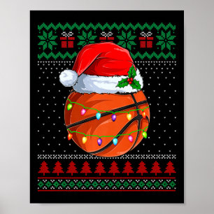 Affiche Basket-ball de Noël moche Sweater Santa Hat