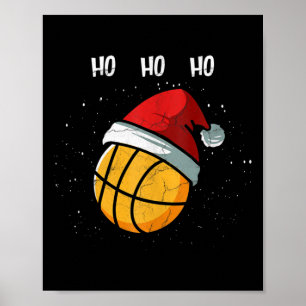 Affiche Basket-ball de Noël Santa Hat Basket Pl