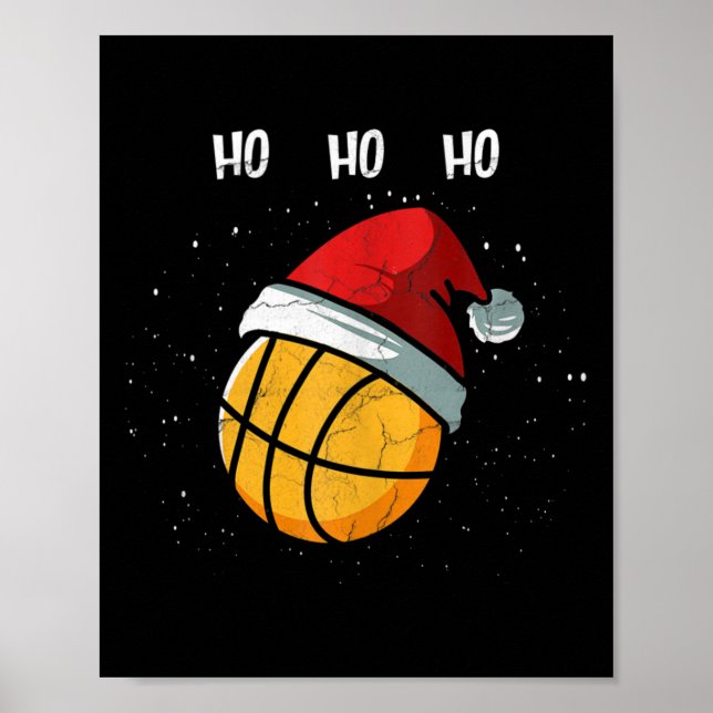 Affiche Basket-ball de Noël Santa Hat Basket Pl (Devant)