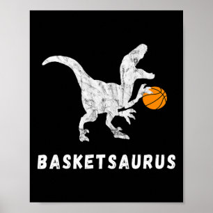 Affiche Basket-ball Dinosaur Baller T-rex Dino Jouer Bask