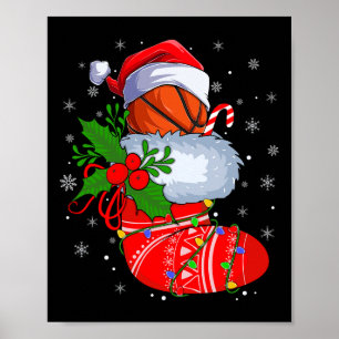 Affiche Basket-ball drôle Dans Chaussettes de Noël Père No