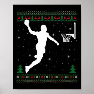 Affiche Basket-ball Dunking Xmas Ugly Basketball Joueur Ch