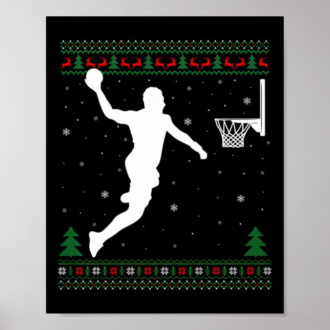 Affiche Basket-ball Dunking Xmas Ugly Basketball Joueur Ch (Devant)