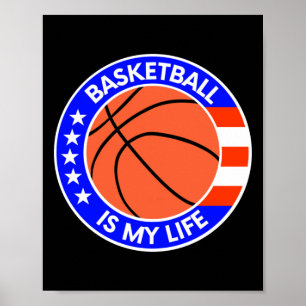 Affiche Basket-ball est ma vie est la vie États-Unis Drape