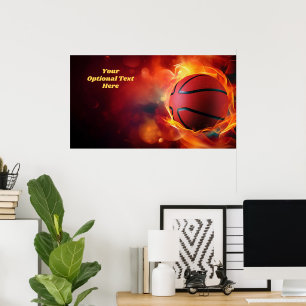 Affiche Basket-ball Flamme Texte Personnalisé